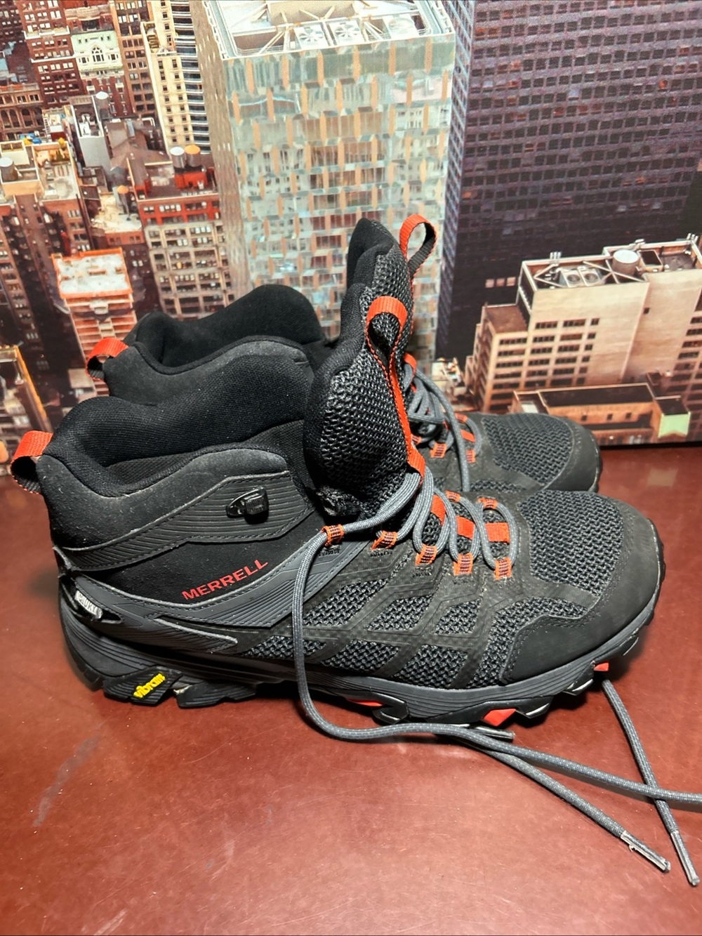 Merrell Black and Orange Men's Mid-Top Hiking Boots